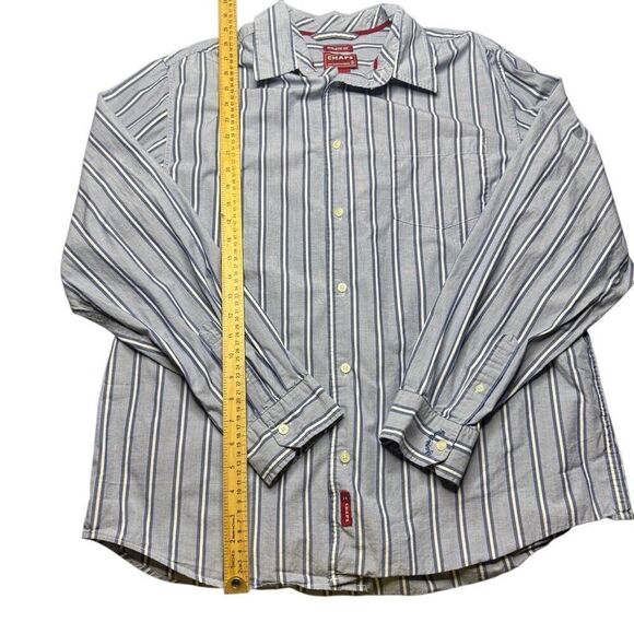 Vintage Chaps Denim Athletic Fit Mens XL Button Up Striped Shirt Light Blue - Picture 6 of 8